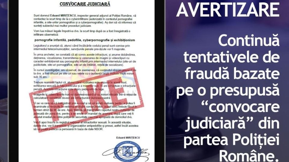 Citații false în numele Poliției Române