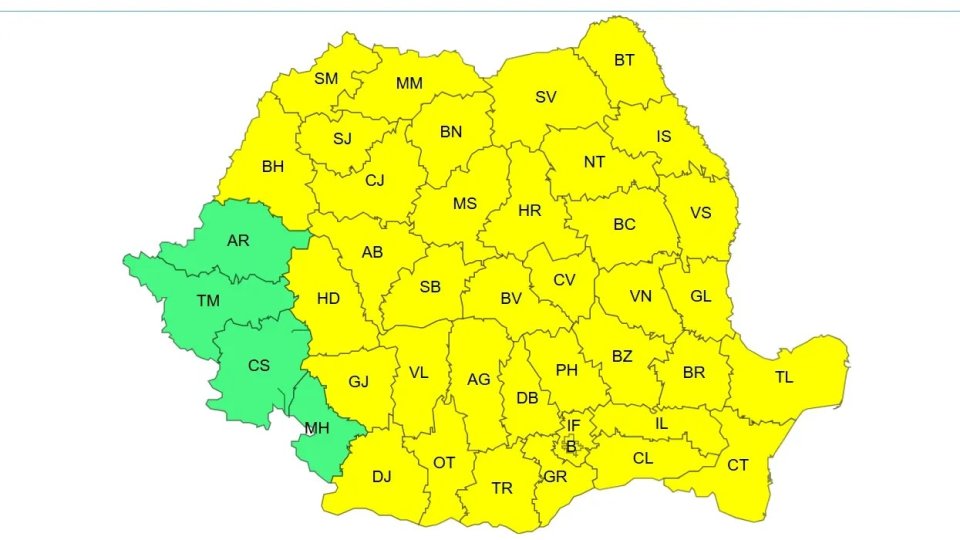 COD GALBEN de vreme severă, miercuri și joi, în aproape toată țara!