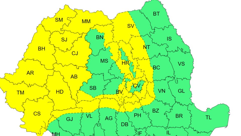 Informare meteo de ploi torențiale, ninsori și vânt puternic, până joi dimineața