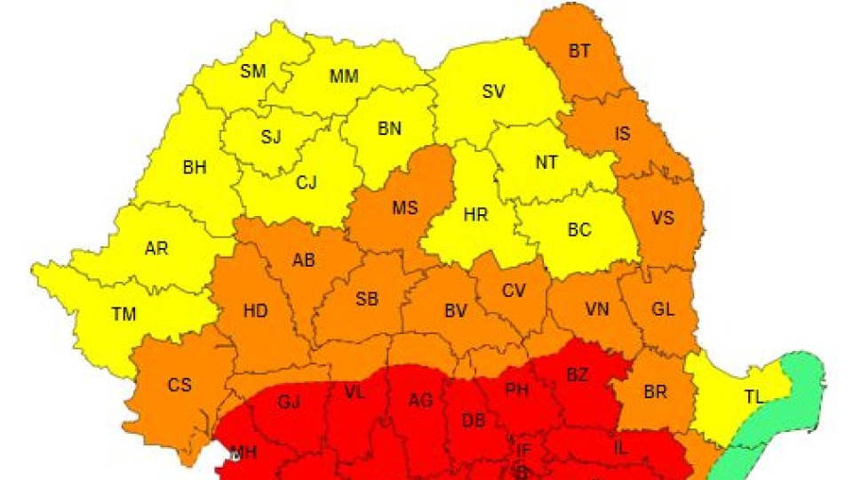 COD PORTOCALIU de caniculă, până miercuri dimineața