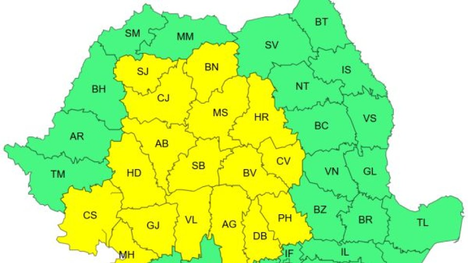 Județul Brașov, sub avertizare meteo COD GALBEN