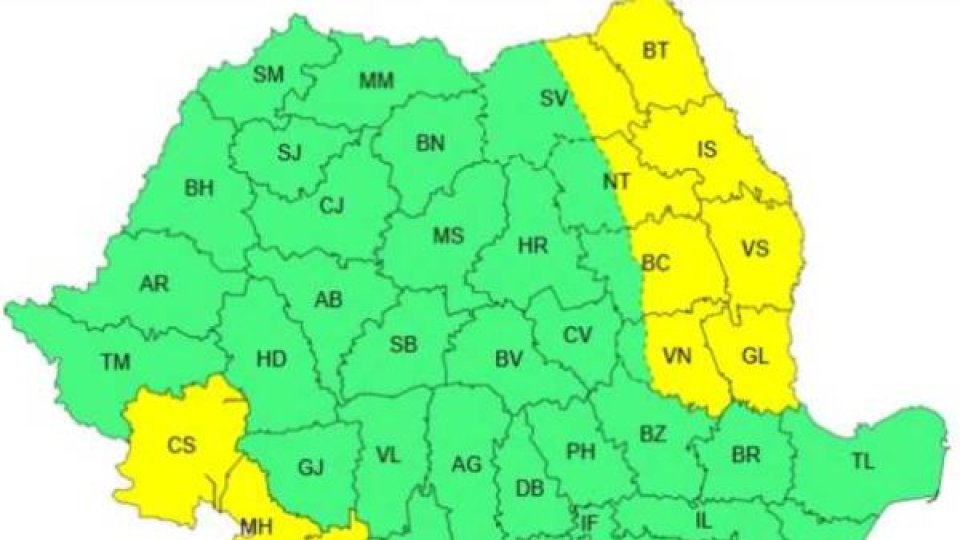 Cod galben de vânt puternic în 11 județe