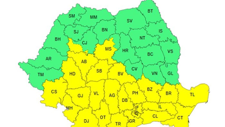 COD GALBEN de ploi, în weekend