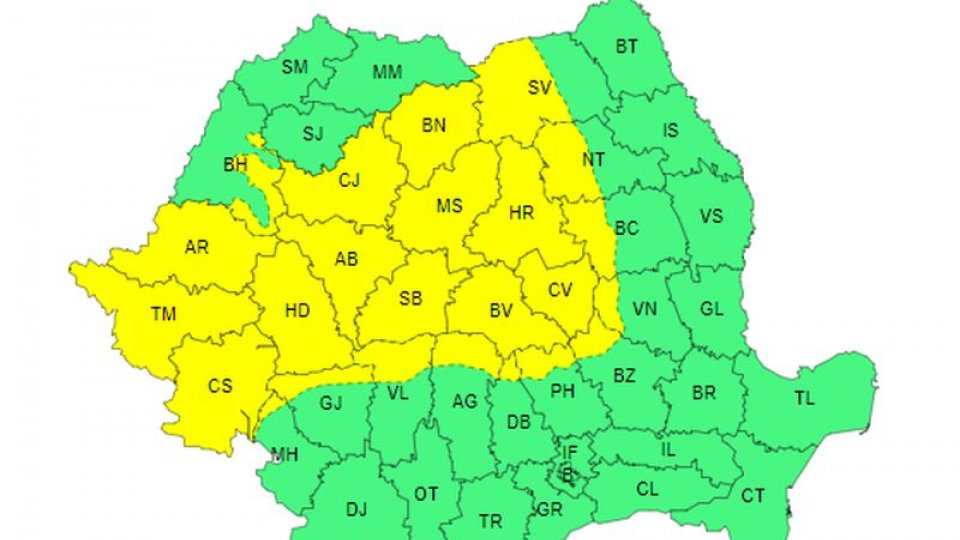 Cod galben emis de ANM pentru județul Brașov!