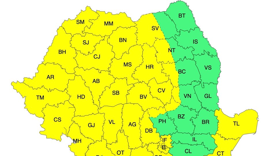 COD GALBEN de vânt puternic, până sâmbătă dimineață