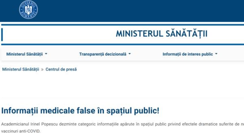 Informații medicale false în spațiul public!