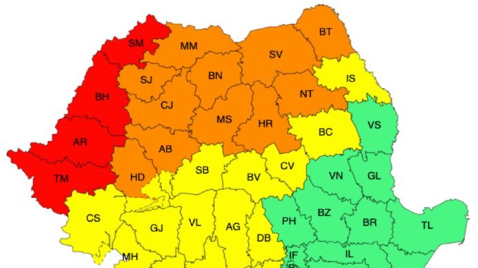 Cod galben de instabilitate atmosferică, la Brașov, până la ora 23.00