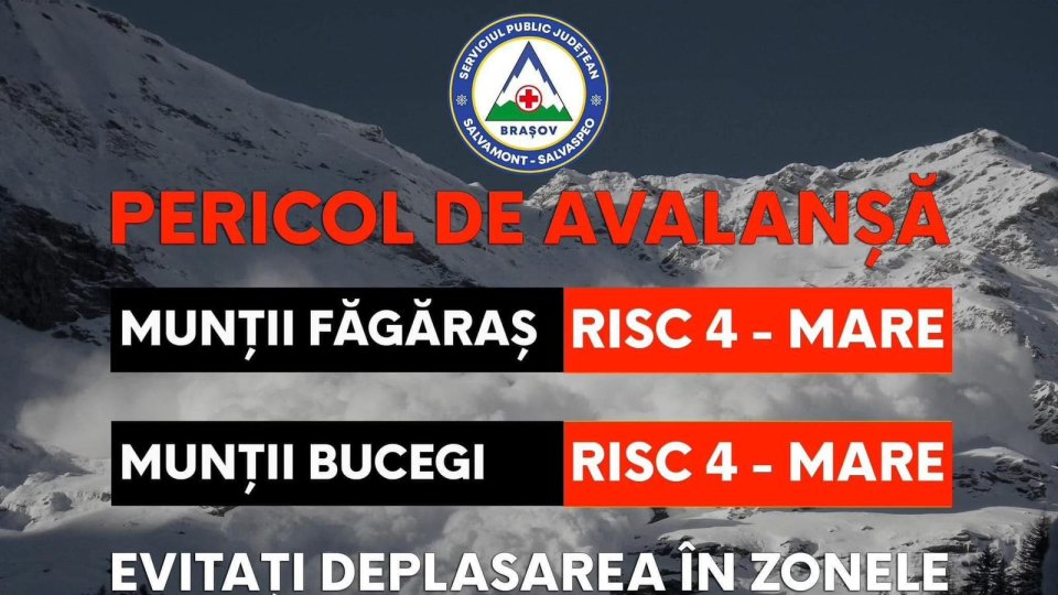 Risc mare de avalanșă în Munții Făgăraș și Bucegi