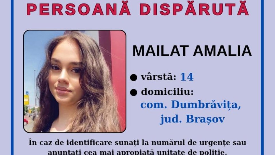 Polițiștii brașoveni, în alertă! Caută o minoră de 14 ani dispărută din Dumbrăvița