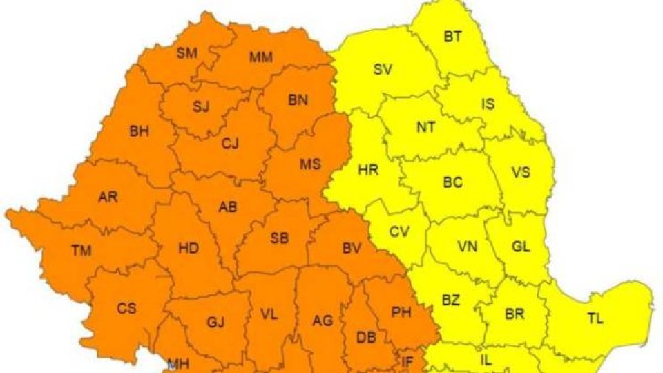 ANM: Cod portocaliu de caniculă în peste jumătate din țară
