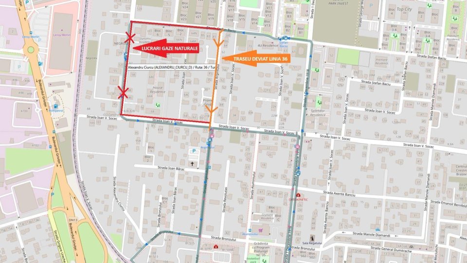 Autobuzele de pe linia 36 își modifică temporar traseul