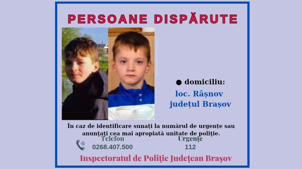 Doi copii de 9 și 11 ani, dați dispăruți