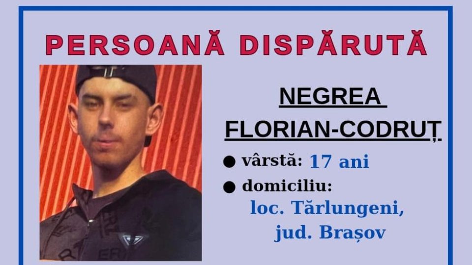 Minor din Tărlungeni dat dispărut