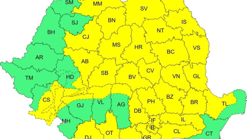 COD GALBEN de furtuni în mare parte din țară, vineri și sâmbătă